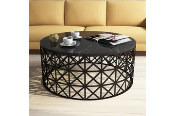 Schammel Soffbord 90 cm Runt Marmormönster - Svart - Möbler - Bord & matgrupp - Soffbord