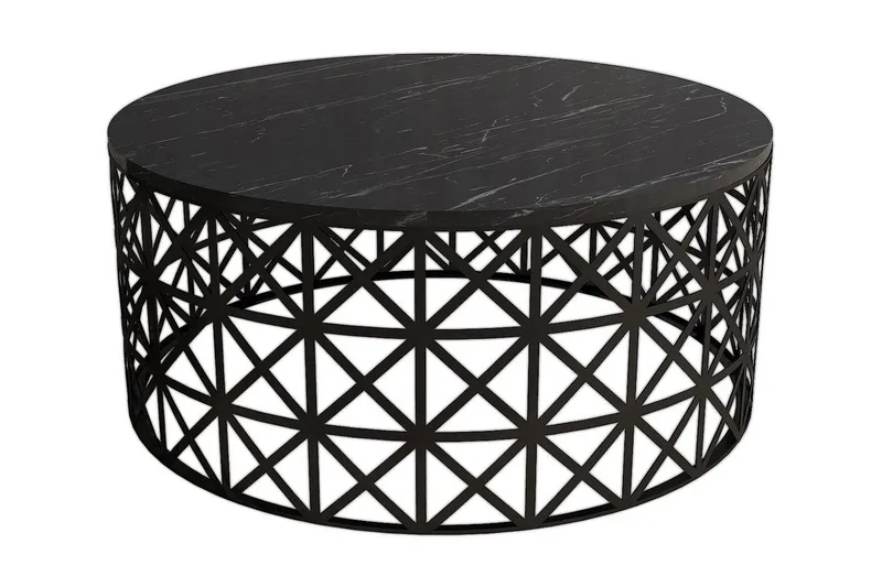 Schammel Soffbord 90 cm Runt Marmormönster, Svart