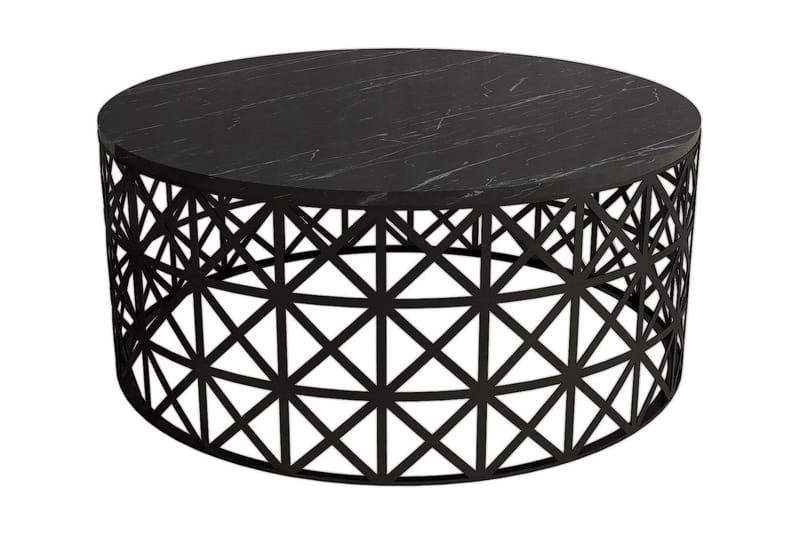 Schammel Soffbord 90 cm Runt Marmormönster, Svart
