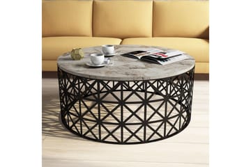 Schammel Soffbord 90 cm Runt Marmormönster - Vit/Svart - Möbler - Bord & matgrupp - Soffbord