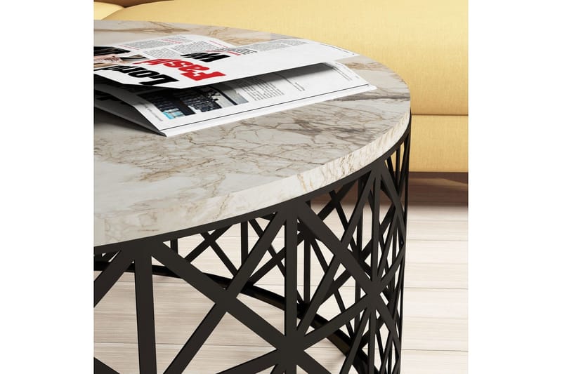 Schammel Soffbord 90 cm Runt Marmormönster - Vit/Svart - Möbler - Bord & matgrupp - Soffbord