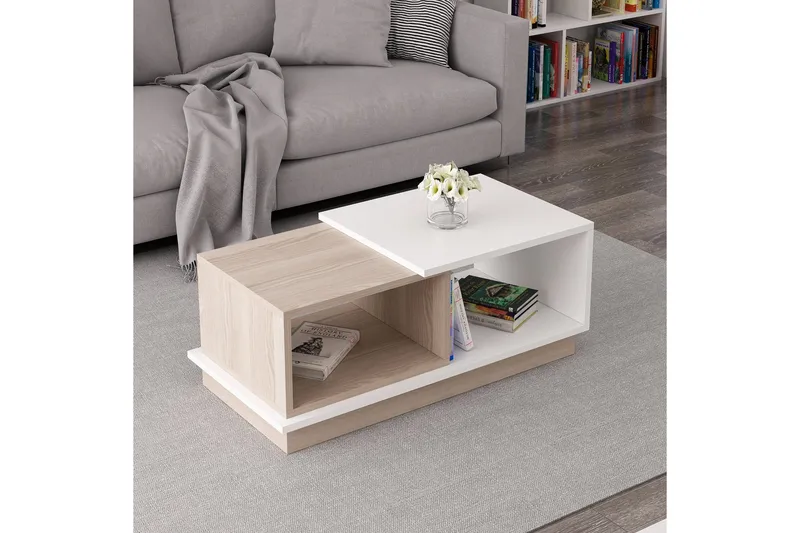 Schmida Soffbord 90x45 cm Vit/Brun - Hanah Home - Möbler - Bord & matgrupp - Soffbord