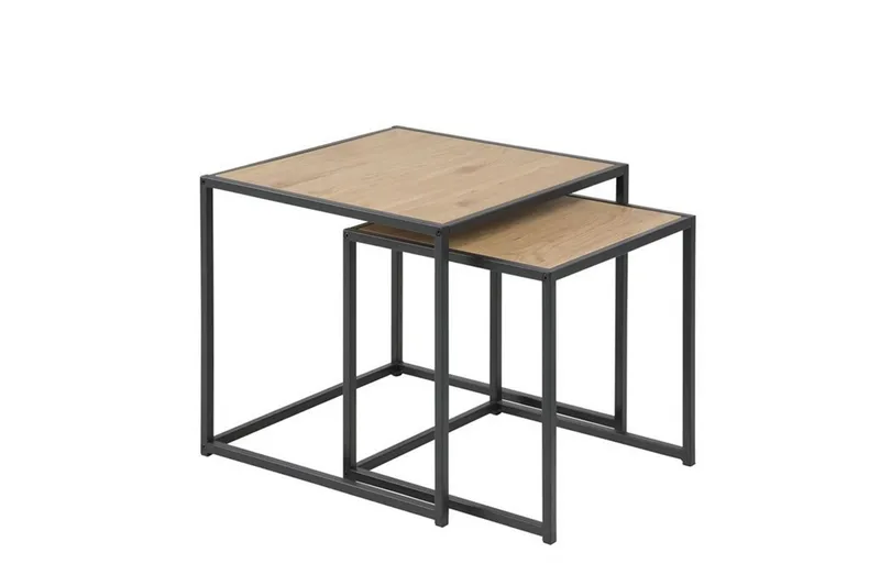 Seaford Kvadratiskt Satsbord 50 cm i Trä med Metallstativ - Träfärgad - Möbler - Bord & matgrupp - Soffbord