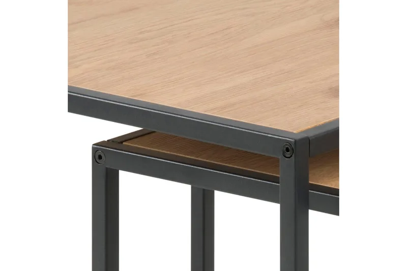 Seaford Kvadratiskt Satsbord 50 cm i Trä med Metallstativ - Träfärgad - Möbler - Bord & matgrupp - Soffbord