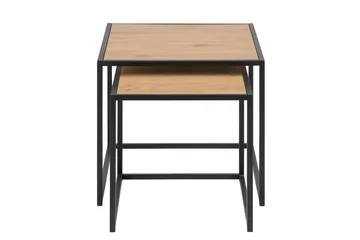 Seaford Kvadratiskt Satsbord 50 cm i Trä med Metallstativ - Träfärgad - Möbler - Bord & matgrupp - Soffbord