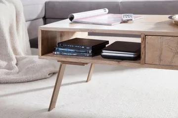 Sekuterski Soffbord 95 cm med Förvaring Låda + Hylla - Massivt Trä - Möbler - Bord & matgrupp - Soffbord - Soffbord med förvaring