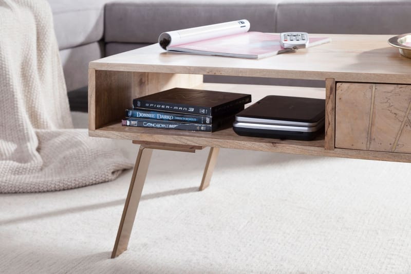 Sekuterski Soffbord 95 cm med Förvaring Låda + Hylla - Massivt Trä - Möbler - Bord & matgrupp - Soffbord - Soffbord med förvaring