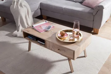 Sekuterski Soffbord 95 cm med Förvaring Låda + Hylla - Massivt Trä - Möbler - Bord & matgrupp - Soffbord - Soffbord med förvaring