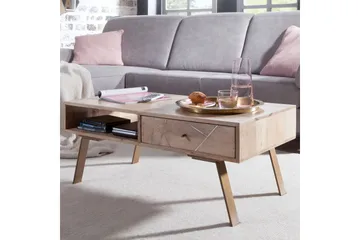 Sekuterski Soffbord 95 cm med Förvaring Låda + Hylla - Massivt Trä - Möbler - Bord & matgrupp - Soffbord - Soffbord med förvaring