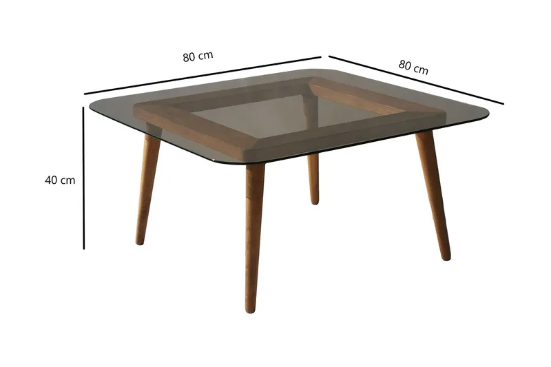 Selter Kvadratiskt Soffbord 80 cm i Glas med Träben - Brun - Möbler - Bord & matgrupp - Soffbord
