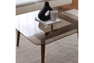 Selter Kvadratiskt Soffbord 80 cm i Glas med Träben - Brun - Möbler - Bord & matgrupp - Soffbord
