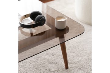 Selter Kvadratiskt Soffbord 80 cm i Glas med Träben - Brun - Möbler - Bord & matgrupp - Soffbord