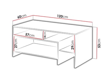 Shirley Soffbord 120 cm med Förvaring Hyllor - Vit/Ekfärg - Möbler - Bord & matgrupp - Soffbord - Soffbord med förvaring