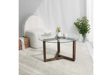 Sibas Soffbord 75 cm Runt - Valnöt/Glas - Möbler - Bord & matgrupp - Soffbord