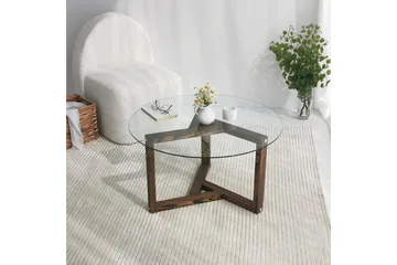 Sibas Soffbord 75 cm Runt - Valnöt/Glas - Möbler - Bord & matgrupp - Soffbord