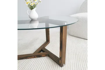 Sibas Soffbord 75 cm Runt - Valnöt/Glas - Möbler - Bord & matgrupp - Soffbord