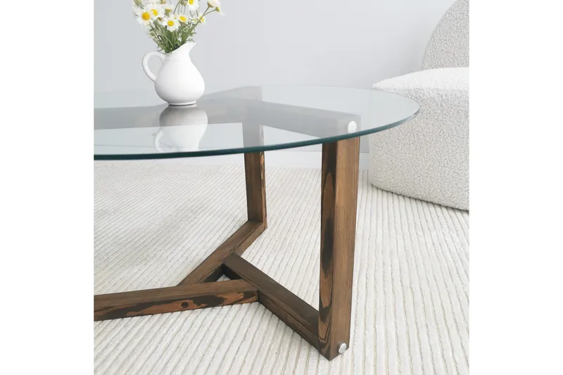 Sibas Soffbord 75 cm Runt - Valnöt/Glas - Möbler - Bord & matgrupp - Soffbord
