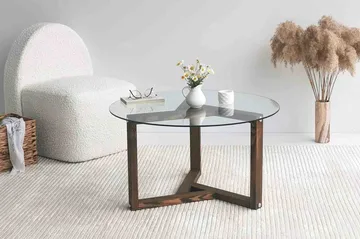 Sibas Soffbord 75 cm Runt - Valnöt/Glas - Möbler - Bord & matgrupp - Soffbord