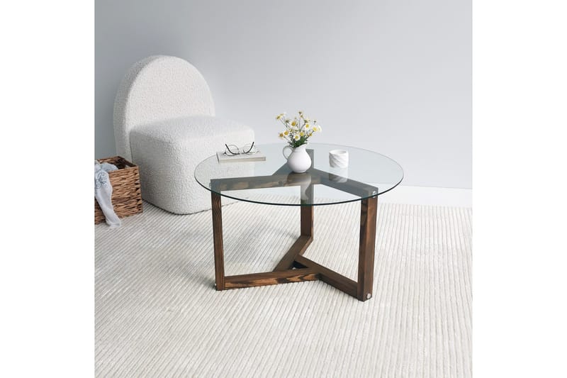 Sibas Soffbord 75 cm Runt - Valnöt/Glas - Möbler - Bord & matgrupp - Soffbord