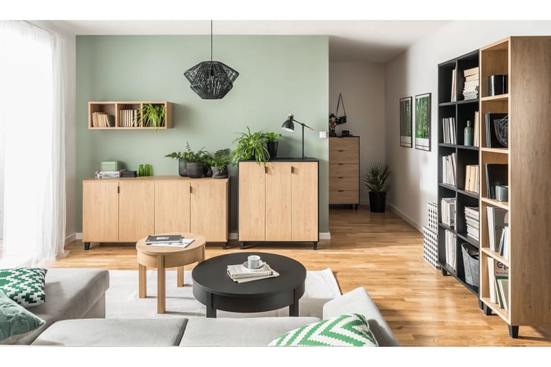 Simple Soffbord 54 cm Runt med Förvaring Lådor Natur - VOX - Möbler - Bord & matgrupp - Soffbord