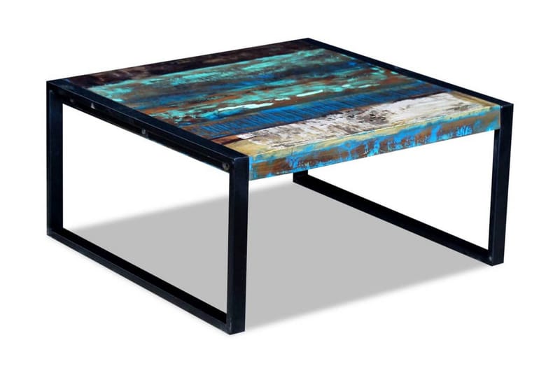 Soffbord återvunnet massivt trä 80x80x40 cm - Flerfärgad - Marmorbord - Soffbord