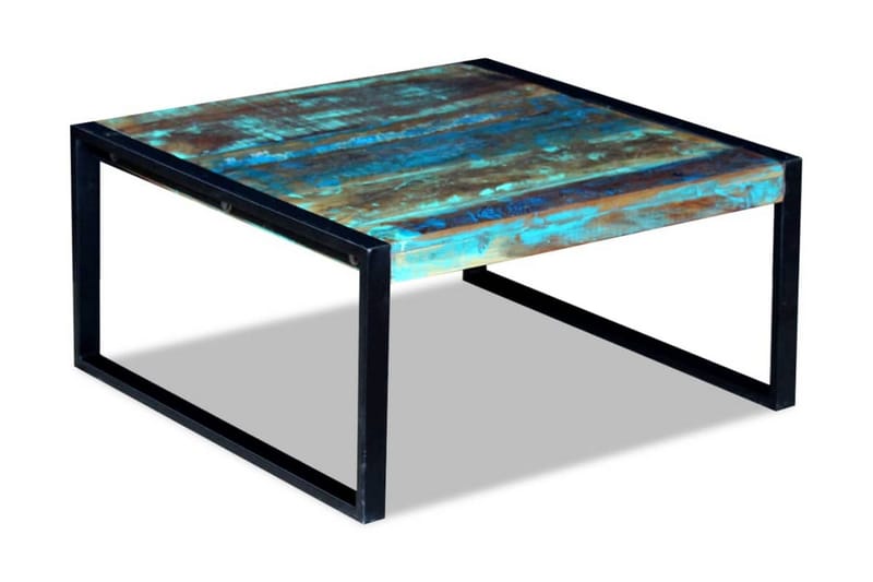 Soffbord återvunnet massivt trä 80x80x40 cm - Flerfärgad - Marmorbord - Soffbord