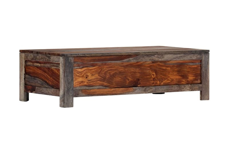 Soffbord 100x50x30 cm grå massivt sheshamträ - Grå - Soffbord