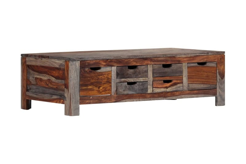 Soffbord 100x50x30 cm grå massivt sheshamträ - Grå - Soffbord