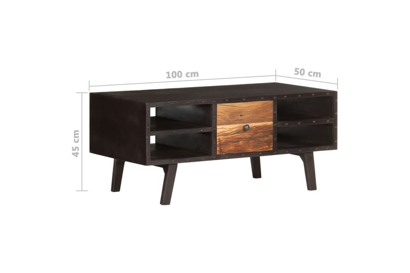 Soffbord 100x50x45 cm massivt återvunnet trä - Svart - Soffbord