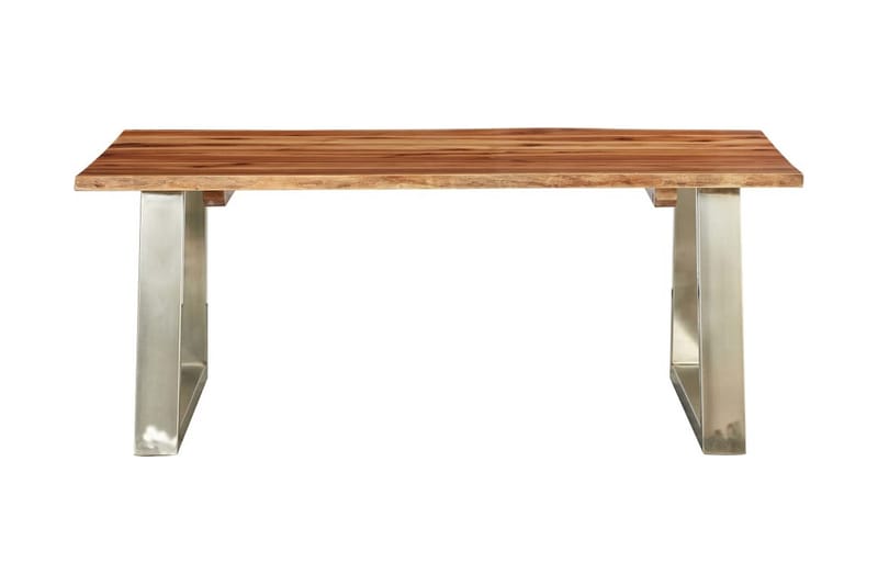 Soffbord 100x60x40 cm massivt akaciaträ och rostfritt stål - Brun - Soffbord