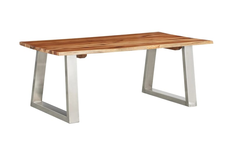 Soffbord 100x60x40 cm massivt akaciaträ och rostfritt stål - Brun - Soffbord