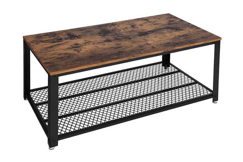 Soffbord 106 cm med Förvaring Hylla + Låda Rustik/Brun - Soffbord