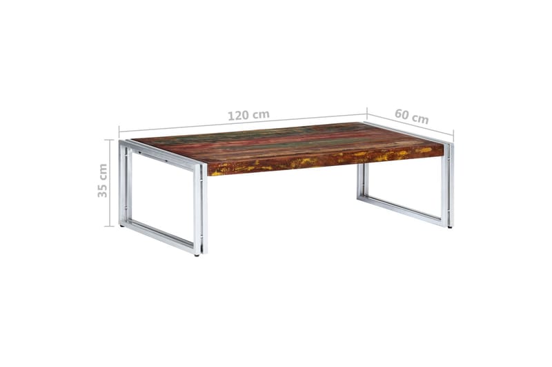 Soffbord 120x60x35 cm massivt återvunnet trä - Grå/Glas - Soffbord