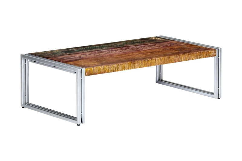 Soffbord 120x60x35 cm massivt återvunnet trä - Grå/Glas - Soffbord