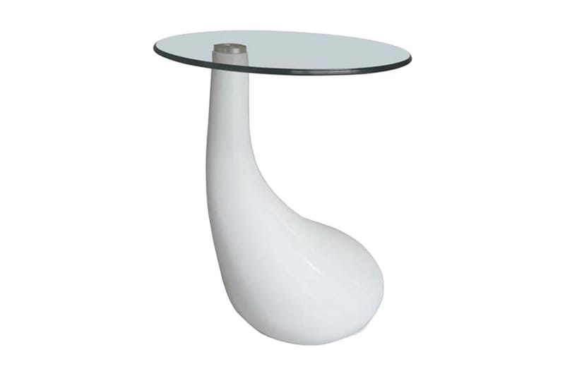Soffbord 2 st med rund bordsskiva glas högglans vit - Vit - Satsbord - Soffbord