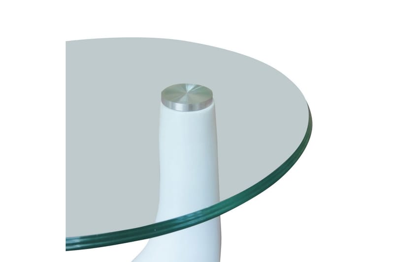 Soffbord 2 st med rund bordsskiva glas högglans vit - Vit - Soffbord - Satsbord