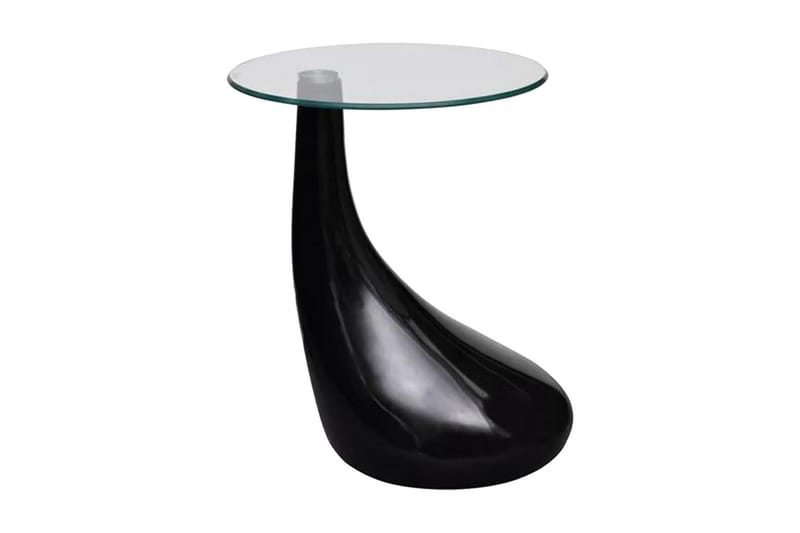 Soffbord 2 st med rund bordsskiva i glas högglans svart - Svart - Satsbord - Soffbord