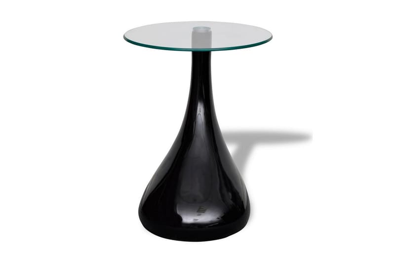 Soffbord 2 st med rund bordsskiva i glas högglans svart - Svart - Satsbord - Soffbord