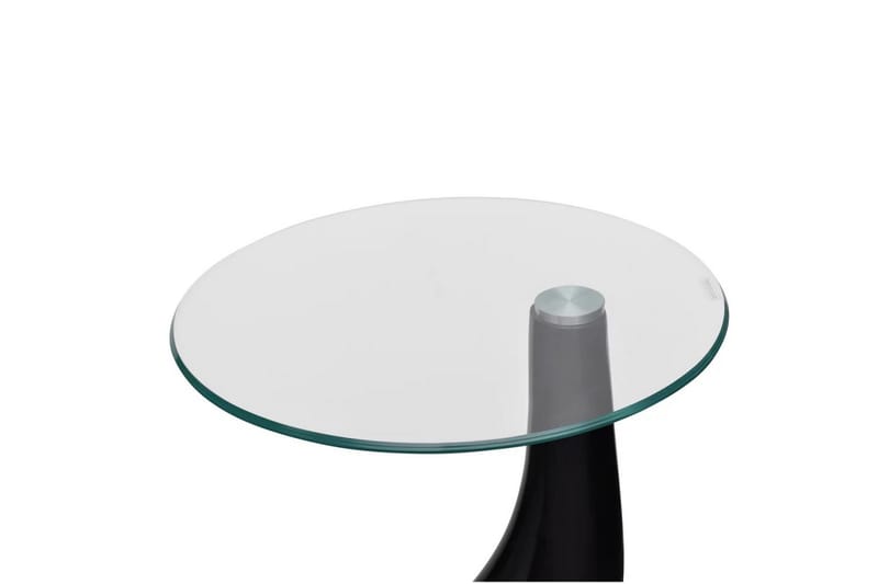 Soffbord 2 st med rund bordsskiva i glas högglans svart - Svart - Soffbord - Satsbord
