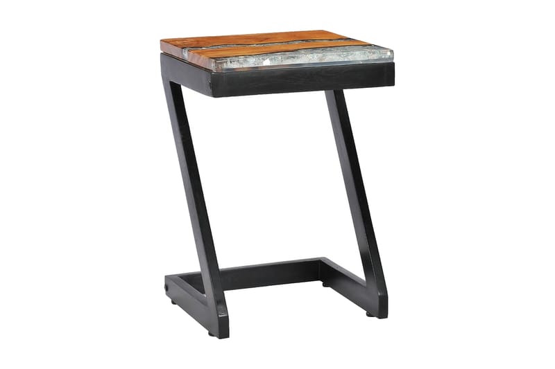 Soffbord 30x30x50 cm massivt teakträ och polyresin - Flerfärgad - Soffbord