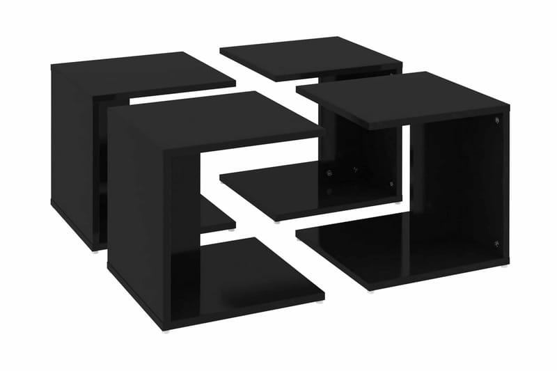 Soffbord 4 st svart högglans 33x33x33 cm spånskiva - Svart - Soffbord
