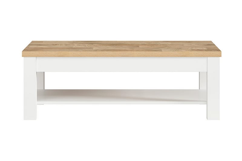 Soffbord Agordo 130 cm med Förvaring Hylla - Vit/Natur - Soffbord