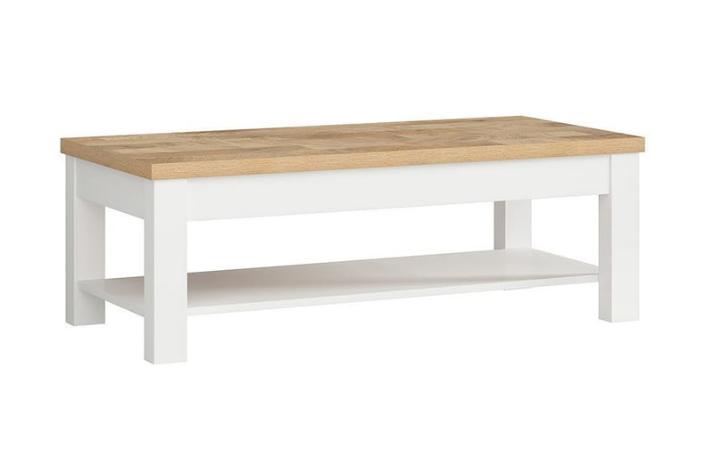 Soffbord Agordo 130 cm med Förvaring Hylla - Vit/Natur - Soffbord