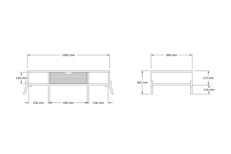 Soffbord Aizpute 100x28,2x100 cm - Blå - Soffbord