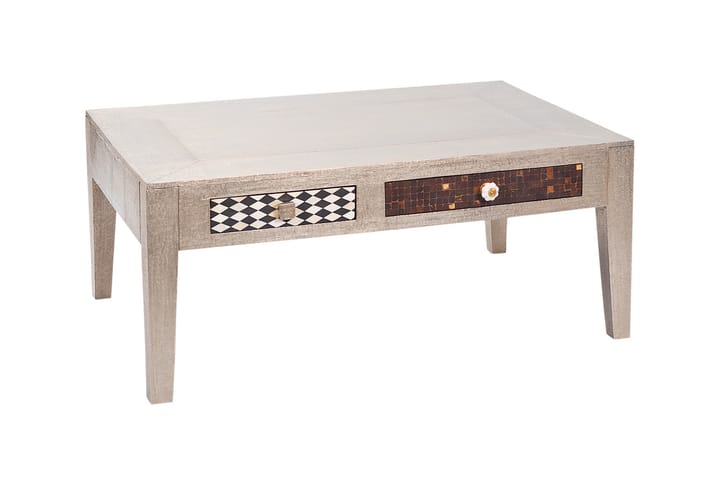 Soffbord Alexus 110 cm med Förvaring Lådor - Mangoträ/Ljusgrå - Soffbord - Soffbord med förvaring