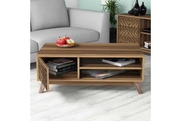 Soffbord Amtorp 105 cm med Förvaring 2 Hyllor Linjer + Skåp - Brun - Möbler - Bord & matgrupp - Soffbord
