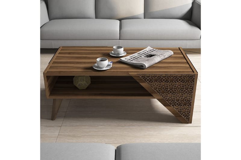 Soffbord Amtorp 105 cm med Förvaring Hylla Blommönster - Brun - Möbler - Bord & matgrupp - Soffbord
