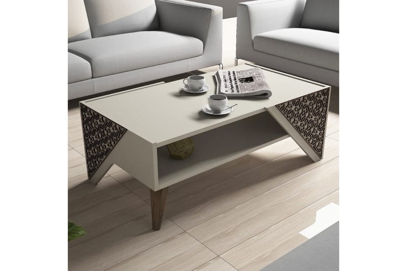 Soffbord Amtorp 105 cm med Förvaring Hylla Blommönster - Vit - Möbler - Bord & matgrupp - Soffbord