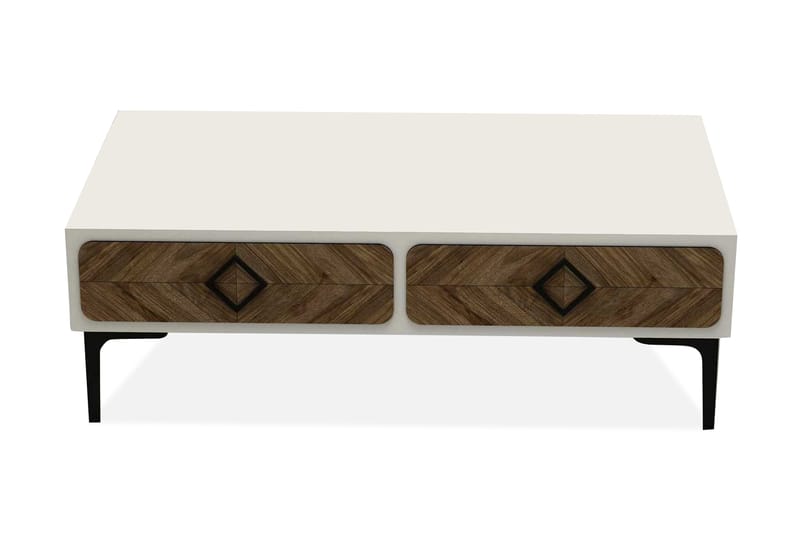 Soffbord Amtorp 105 cm med Förvaring Hylla Fiskbensmönster - Vit/Brun - Möbler - Bord & matgrupp - Soffbord