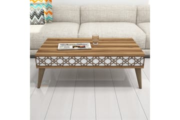 Soffbord Amtorp 105 cm med Förvaring Hylla Kedjemönster - Valnötsbrun/Vit - Möbler - Bord & matgrupp - Soffbord